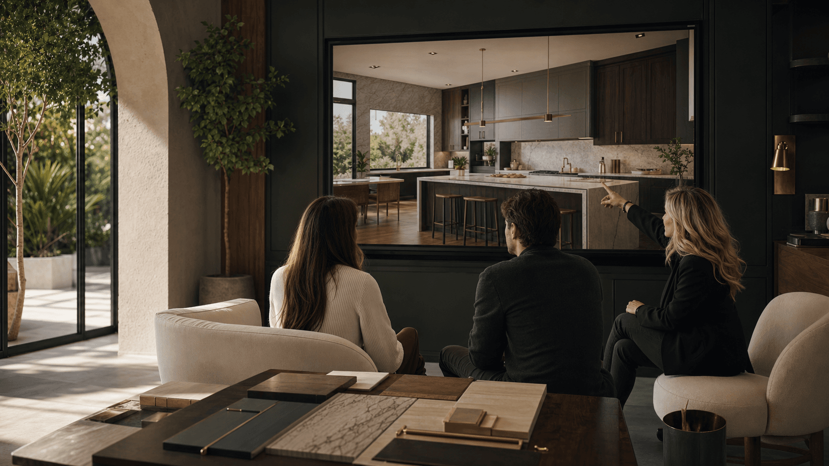 Concept view of homeowners and a designer exploring a kitchen direction in the future DOTS Atelier